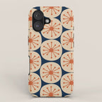 Atomic Dots Retro Geo Pattern in Mid Mid Orange, Beige, and Navy Blue iPhone Case Gallery Image 1