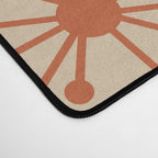 Atomic Dots Retro Geo Pattern in Mid Mid Orange, Beige, and Navy Blue Desk Mat Gallery Image 4