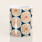 Atomic Dots Retro Geo Pattern in Mid Mid Orange, Beige, and Navy Blue Coffee Mug Gallery Image 4