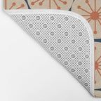 Atomic Dots Retro Geo Pattern in Mid Mid Orange, Beige, and Navy Blue Bath Mat Gallery Image 2