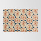 Atomic Dots Retro Geo Pattern in Mid Mid Orange, Beige, and Navy Blue Rug Gallery Image 2
