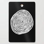 Black & White Minimalist Mid Century Abstract Ink Line Spiral Hypnotic Circle Cutting Board Gallery Image 1