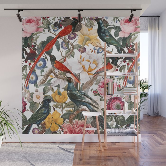 Floral and Birds XXXV Wall Mural Gallery Image 1