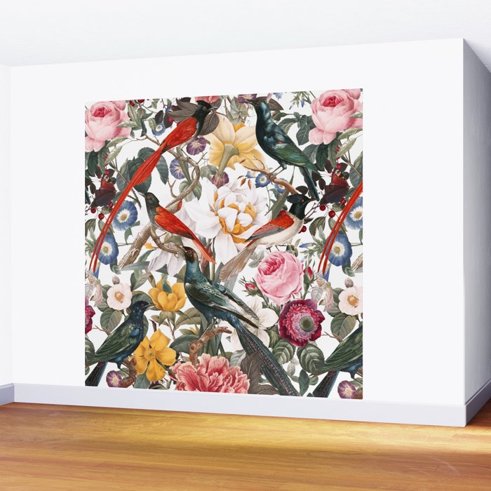 Floral and Birds XXXV Wall Mural Gallery Image 2