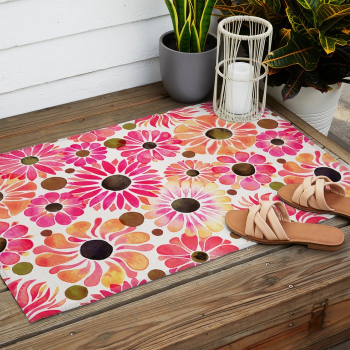 Flower Power - Pink Outdoor Rug Gallery Image 2