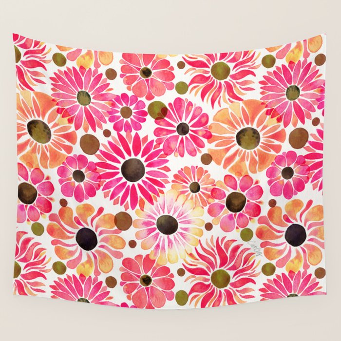 Flower Power - Pink Wall Tapestry Gallery Image 1