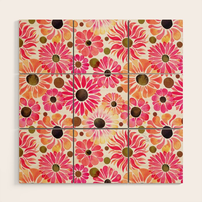 Flower Power - Pink Wood Wall Art Gallery Image 1