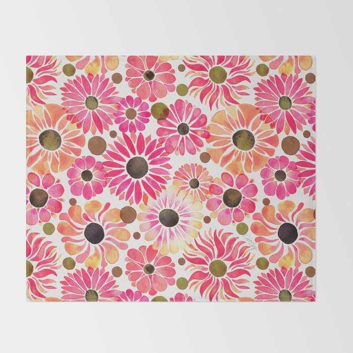 Flower Power - Pink Throw Blanket Gallery Image 2