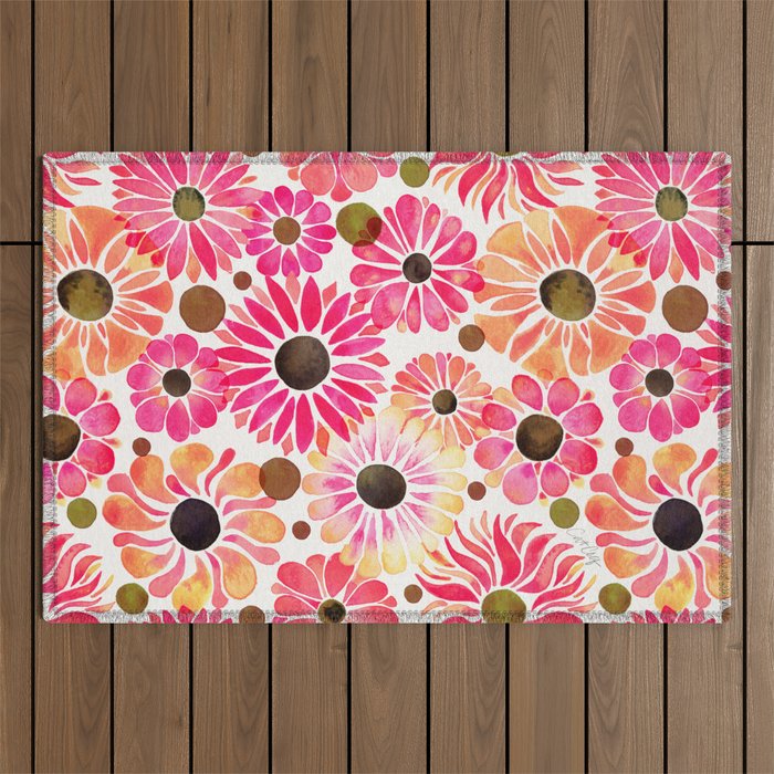 Flower Power - Pink Outdoor Rug Gallery Image 1