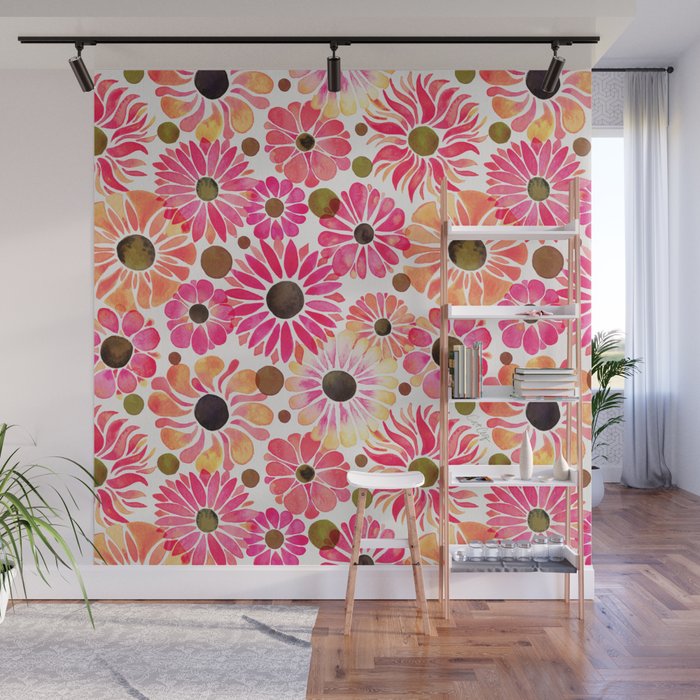 Flower Power - Pink Wall Mural Gallery Image 1