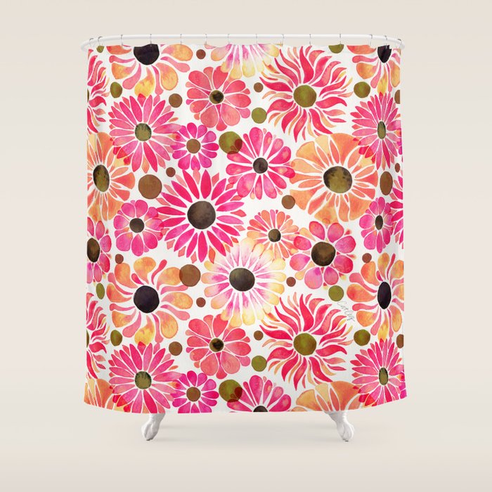 Flower Power - Pink Shower Curtain Gallery Image 1