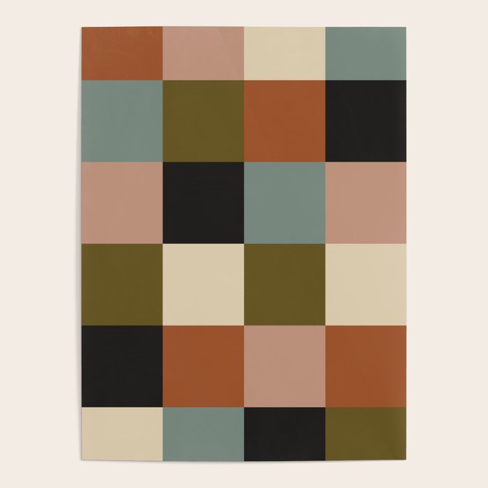 Bold Colorful Checks Pattern - Large II Poster Gallery Image 1
