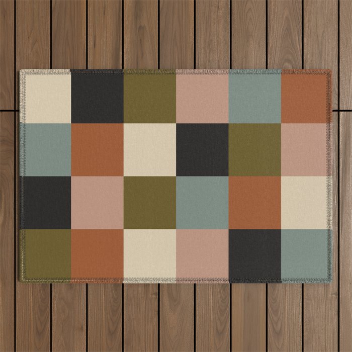Bold Colorful Checks Pattern - Large II Outdoor Rug Gallery Image 1