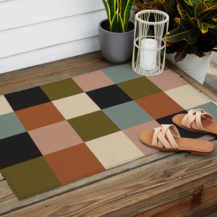 Bold Colorful Checks Pattern - Large II Outdoor Rug Gallery Image 2