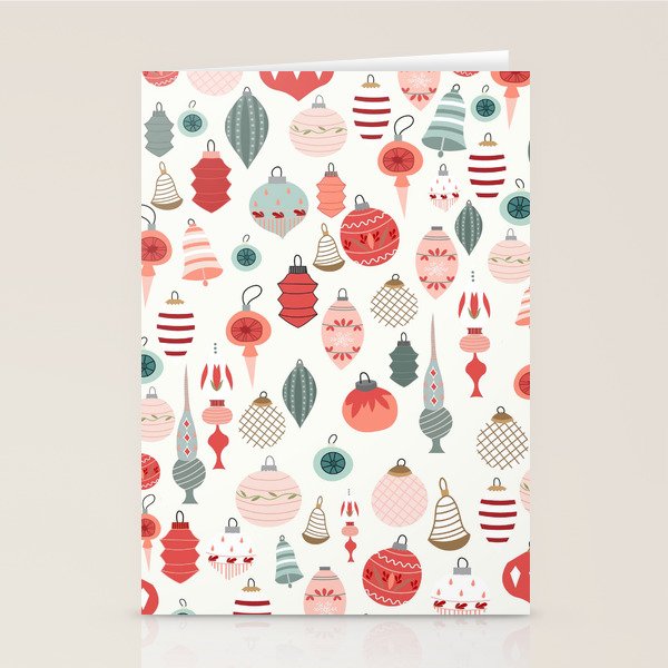 Vintage Christmas baubles white background Stationery Card Gallery Image 2
