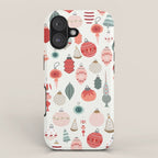 Vintage Christmas baubles white background iPhone Case Gallery Image 1