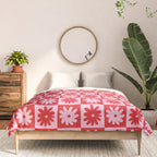 Pink & Red Checkerboard Flower Pattern Comforter Gallery Image 3
