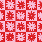 Pink & Red Checkerboard Flower Pattern Coffee Mug Gallery Image 2