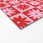 Pink & Red Checkerboard Flower Pattern Welcome Mat Gallery Image 2