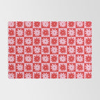 Pink & Red Checkerboard Flower Pattern Rug Gallery Image 2