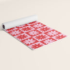 Pink & Red Checkerboard Flower Pattern Yoga Mat Gallery Image 2
