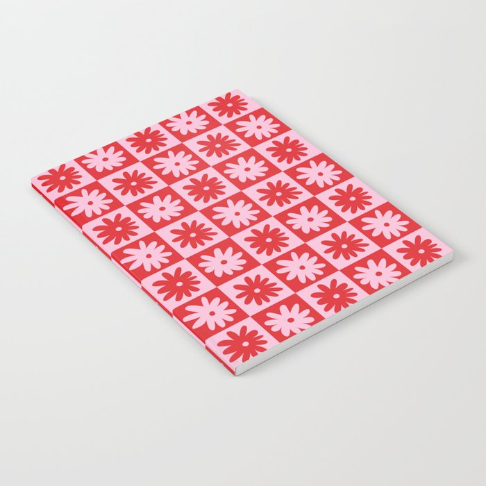 Pink & Red Checkerboard Flower Pattern Notebook Gallery Image 2