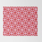 Pink & Red Checkerboard Flower Pattern Throw Blanket Gallery Image 2