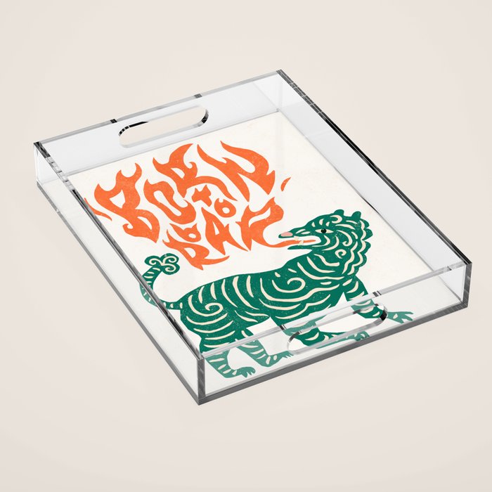 Born to roar Tiger Acrylic Tray Gallery Image 1