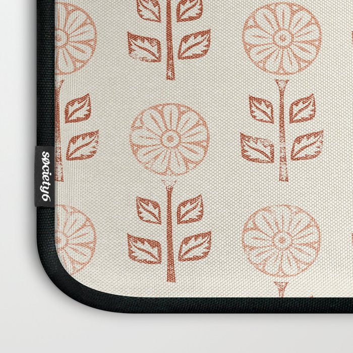 block print floral - terracotta cream Laptop Sleeve Gallery Image 3