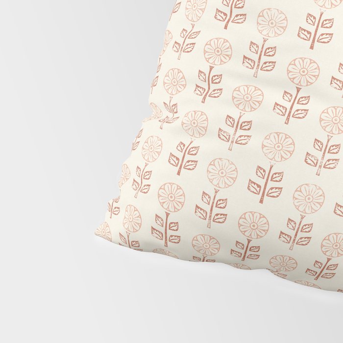 block print floral - terracotta cream Pillow Sham Gallery Image 4