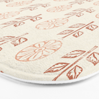 block print floral - terracotta cream Bath Mat Gallery Image 3