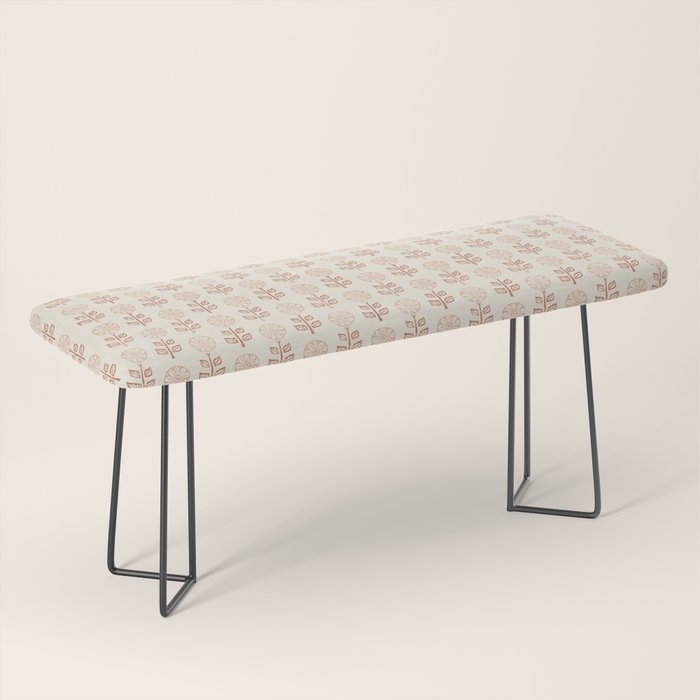block print floral - terracotta cream Bench Gallery Image 1