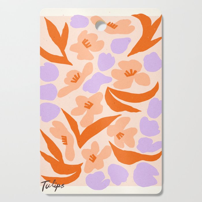 Tulips. Retro cottagecore floral illustration Cutting Board Gallery Image 1