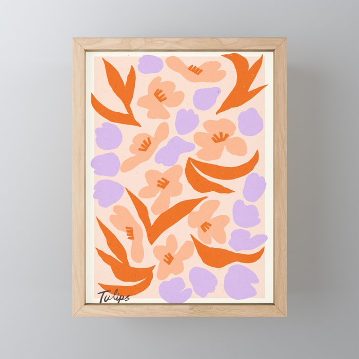 Tulips. Retro cottagecore floral illustration Mini Art Print