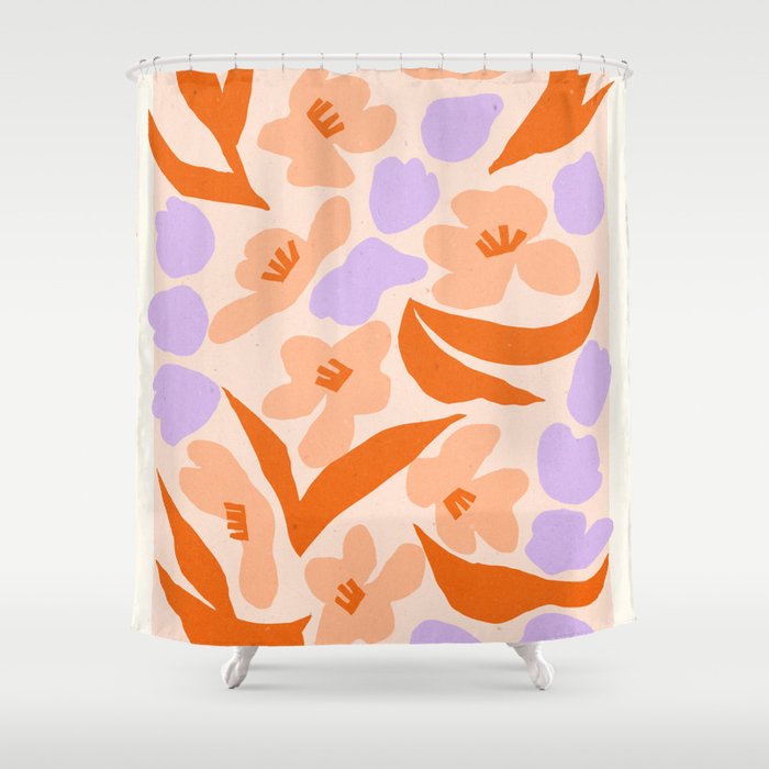 Tulips. Retro cottagecore floral illustration Shower Curtain Gallery Image 1