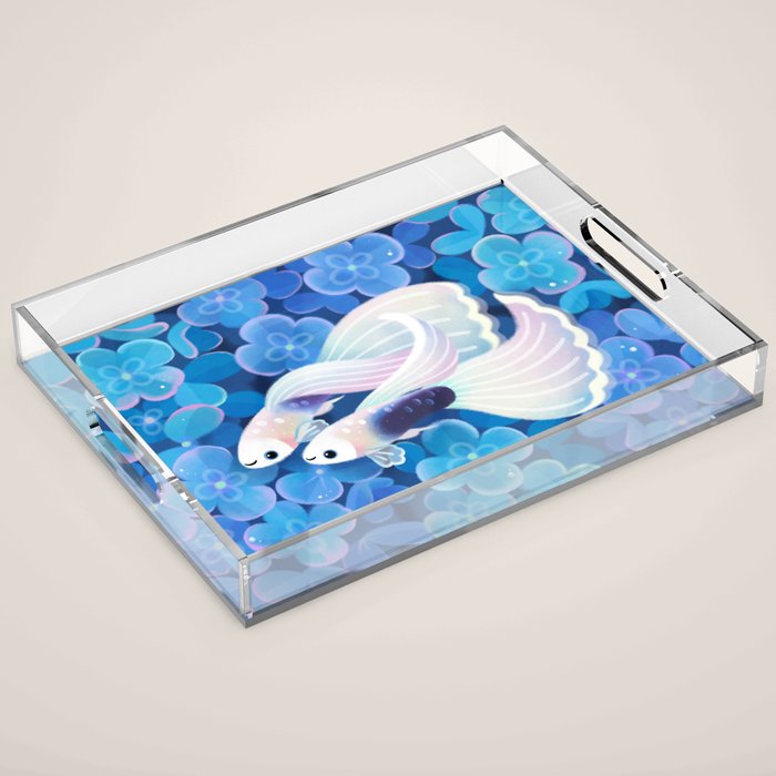 White tuxedo guppy Acrylic Tray Gallery Image 1