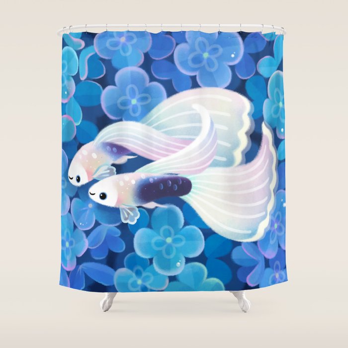 White tuxedo guppy Shower Curtain Gallery Image 1