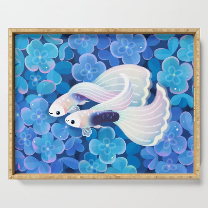 White tuxedo guppy Serving Tray Gallery Image 1