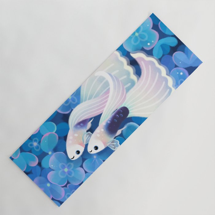 White tuxedo guppy Yoga Mat Gallery Image 1