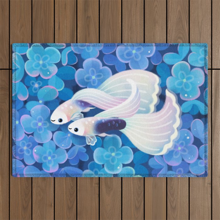 White tuxedo guppy Outdoor Rug Gallery Image 1