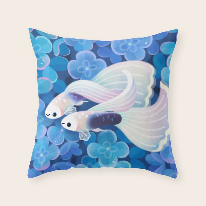 White tuxedo guppy Throw Pillow Gallery Image 6