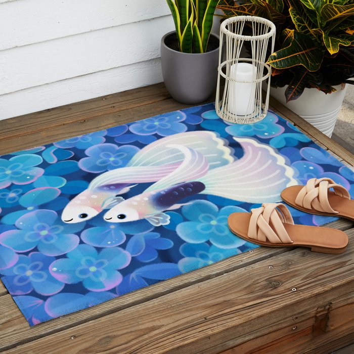 White tuxedo guppy Outdoor Rug Gallery Image 2