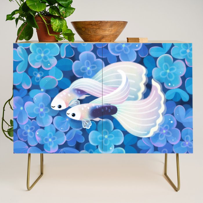 White tuxedo guppy Credenza Gallery Image 1