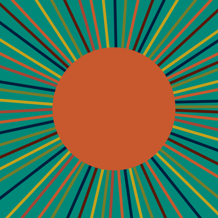 Mid-Century Modern Sunburst - Minimalist Abstract Sun in Mid Mod Orange, Olive, Mustard, and Teal Turquoise Coffee Mug Gallery Image 2