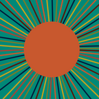 Mid-Century Modern Sunburst - Minimalist Abstract Sun in Mid Mod Orange, Olive, Mustard, and Teal Turquoise Coffee Mug Gallery Image 2