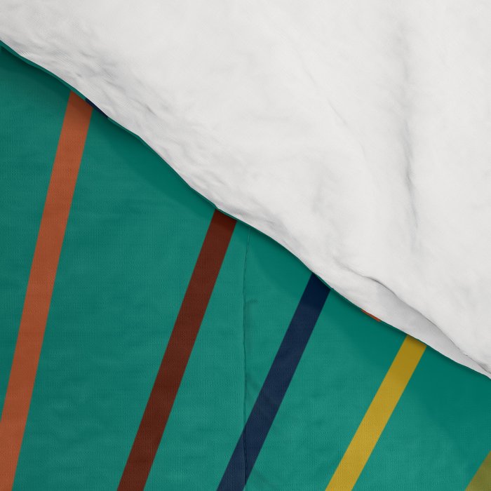 Mid-Century Modern Sunburst - Minimalist Abstract Sun in Mid Mod Orange, Olive, Mustard, and Teal Turquoise Comforter Gallery Image 4