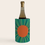 Mid-Century Modern Sunburst - Minimalist Abstract Sun in Mid Mod Orange, Olive, Mustard, and Teal Turquoise Wine Chiller Gallery Image 1