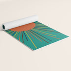 Mid-Century Modern Sunburst - Minimalist Abstract Sun in Mid Mod Orange, Olive, Mustard, and Teal Turquoise Yoga Mat Gallery Image 2