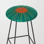 Mid-Century Modern Sunburst - Minimalist Abstract Sun in Mid Mod Orange, Olive, Mustard, and Teal Turquoise Stool Gallery Image 2