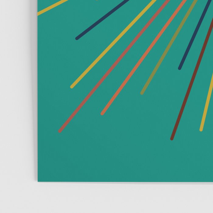 Mid-Century Modern Sunburst - Minimalist Abstract Sun in Mid Mod Orange, Olive, Mustard, and Teal Turquoise Poster Gallery Image 3